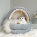 lit de chat en peluche lit pour animaux de compagnie gris boule en peluche